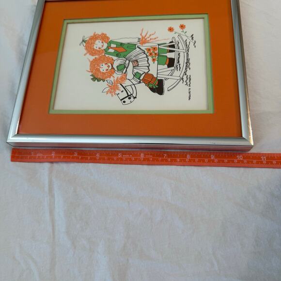 Marguerite Baldasaro Original Art Set Boy Girl Rocking Horse Love You Frame Mat - Picture 11 of 15